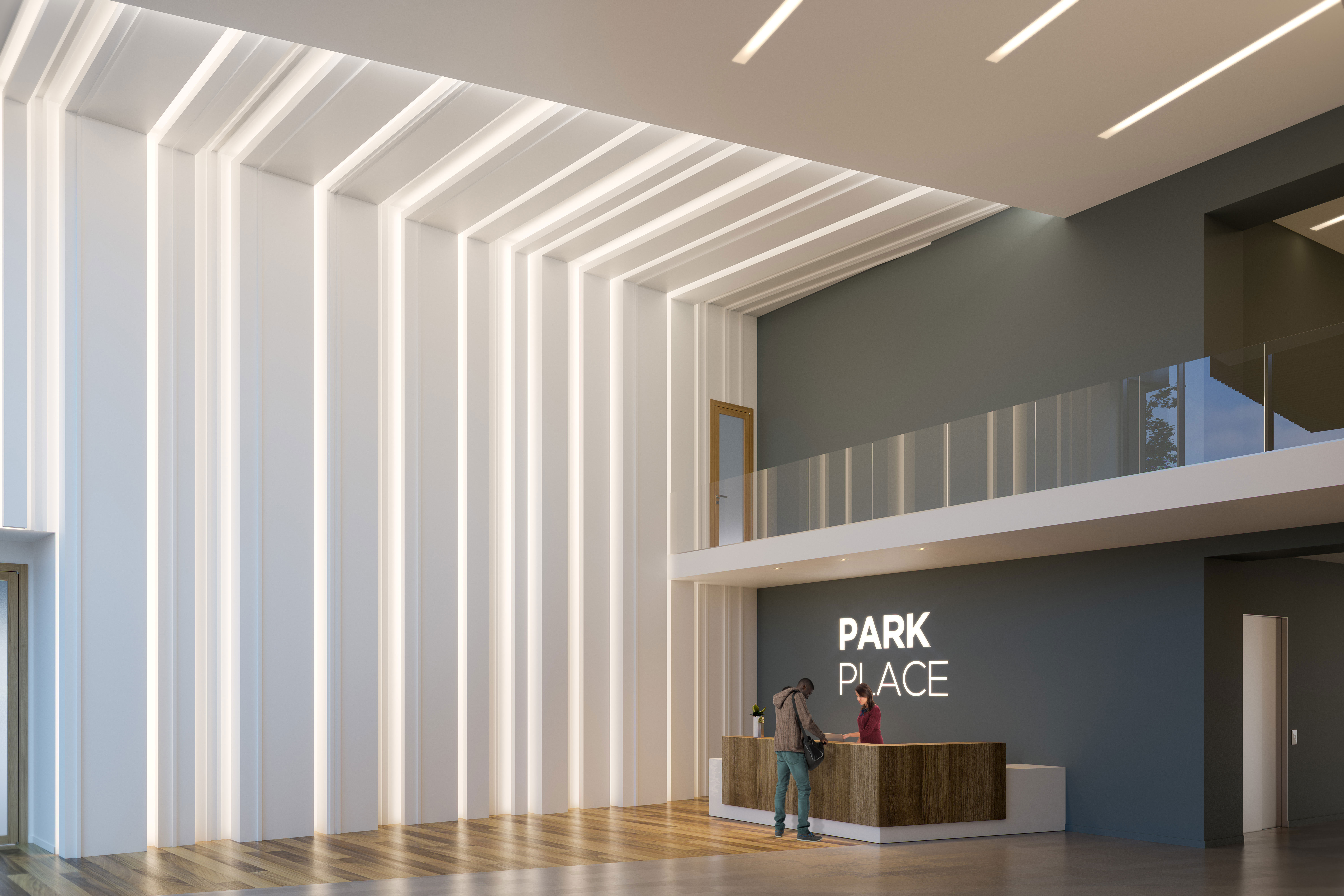 Park Place Lobby Rendering. CLICK for VR Experience